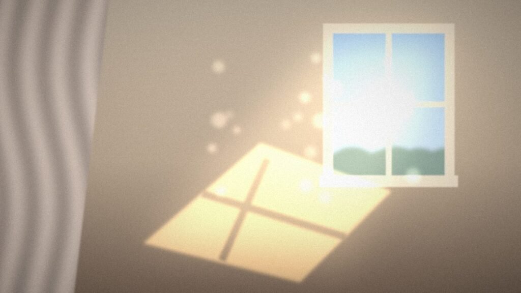 Gentle morning light through a window onto a quiet wall, a peaceful Saturday start