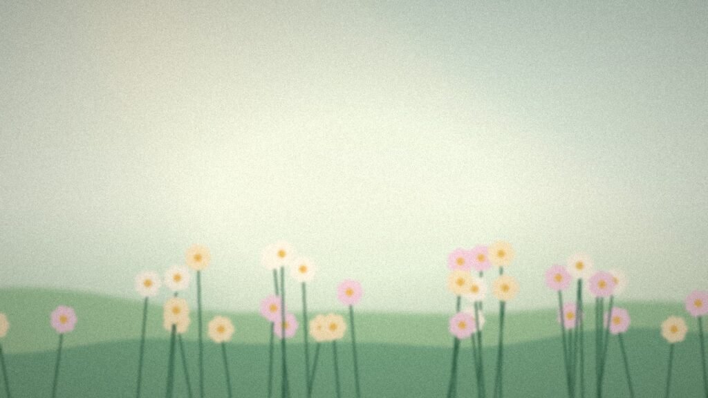 Sunlit meadow with soft pink and cream flowers, a gentle image for health and wellness prayers
